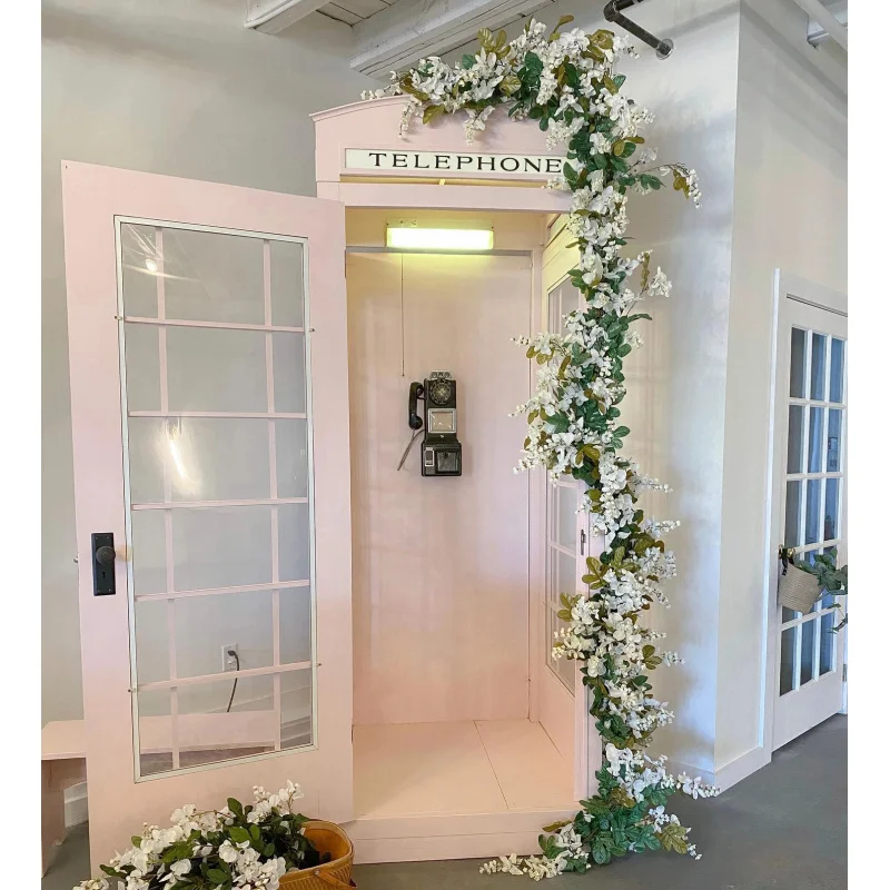 custom.Customizable Pink Phone Booth Wedding Decor Handmade Telephone Booth With Lights Acrylic Retro Phone Booth