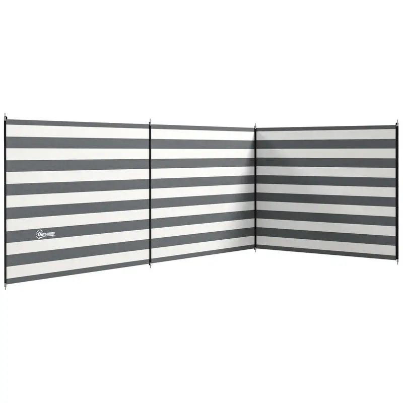 Tragbarer, faltbarer Camping-Windschutz mit Tragetasche und Stahlstangen, dimmbar. 540 cm x 150 cm Image