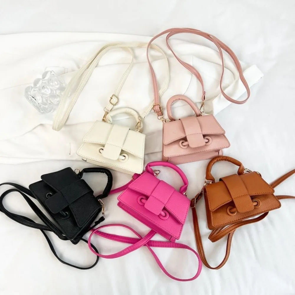 Hochwertige PU-Ledertasche Einfarbige Schnallen-Quadrattasche Schulter-Umhängetasche Image