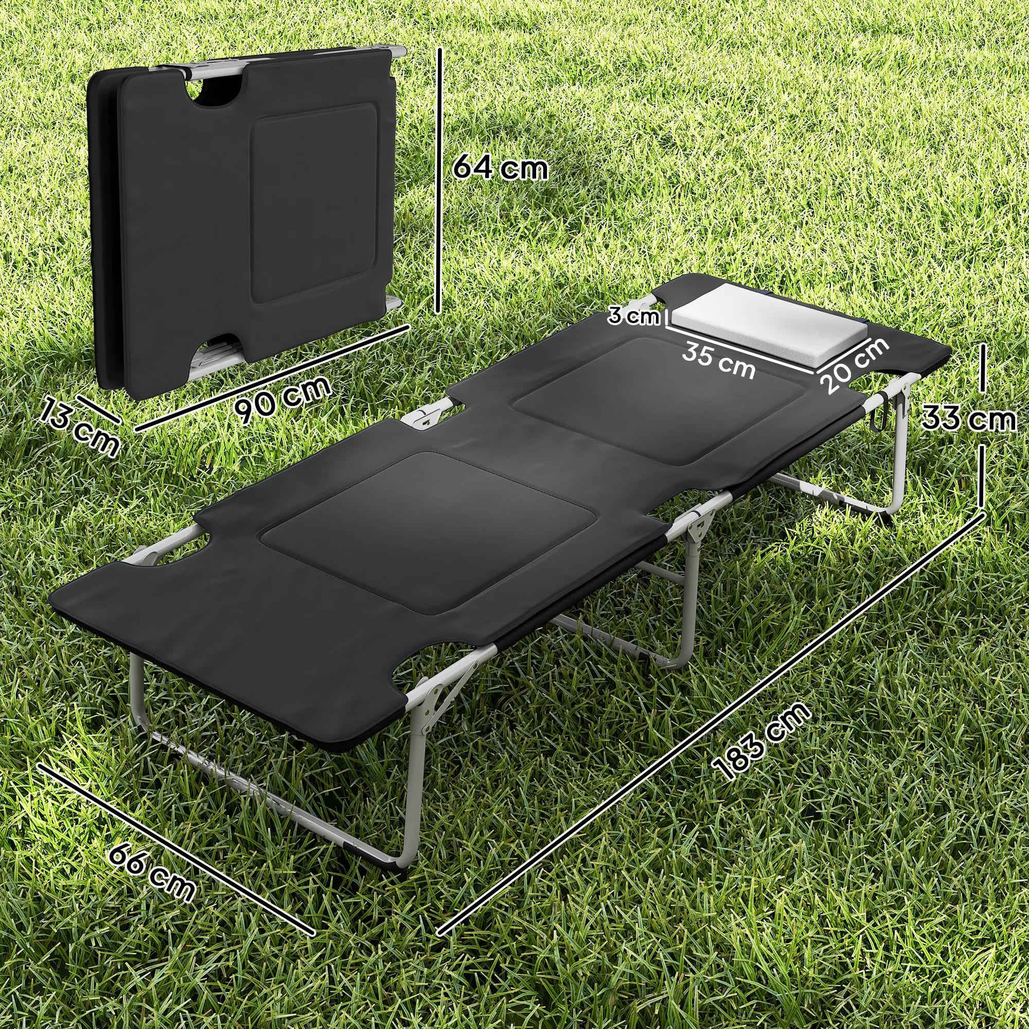 Klappbares Campingbett, tragbares, leichtes Design, 114 kg Tragkraft, Stahlrahmen, Oxford-Stoff, Campingliege für Outdoor-Wanderungen und Reisen Image