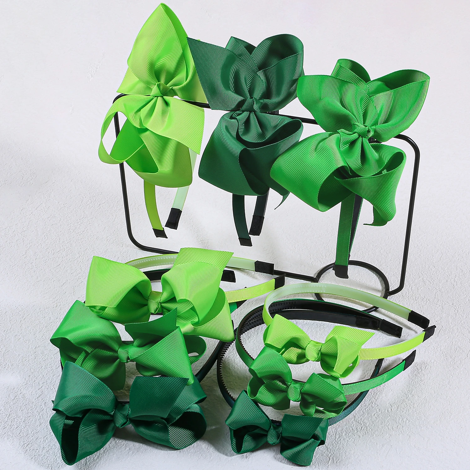 3 Stück 3''4''5''Band Haarschleifen Stirnbänder für Mädchen ST'patrick's Day Stirnband Grüne Farben Haarbänder für Party Haarschmuck Image