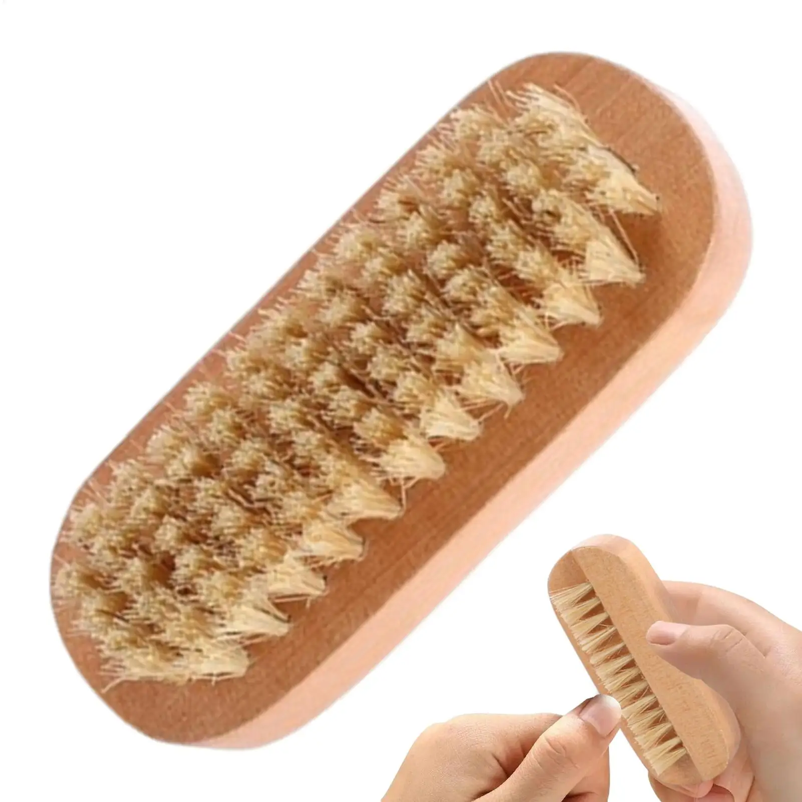 Reinigungsbürste für Nägel, 2-seitige Fingernagel-Reinigungsbürsten, Holzwerkzeug mit Wildschweinborsten, Maniküre-Pediküre-Schrubber für Salon und Spa Image