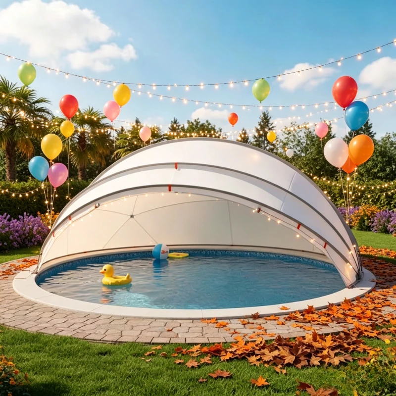 214,96 x 516 x 250 Zoll Pool-Kuppel in Grau und Orange für Garten und Sommerkühlung Image