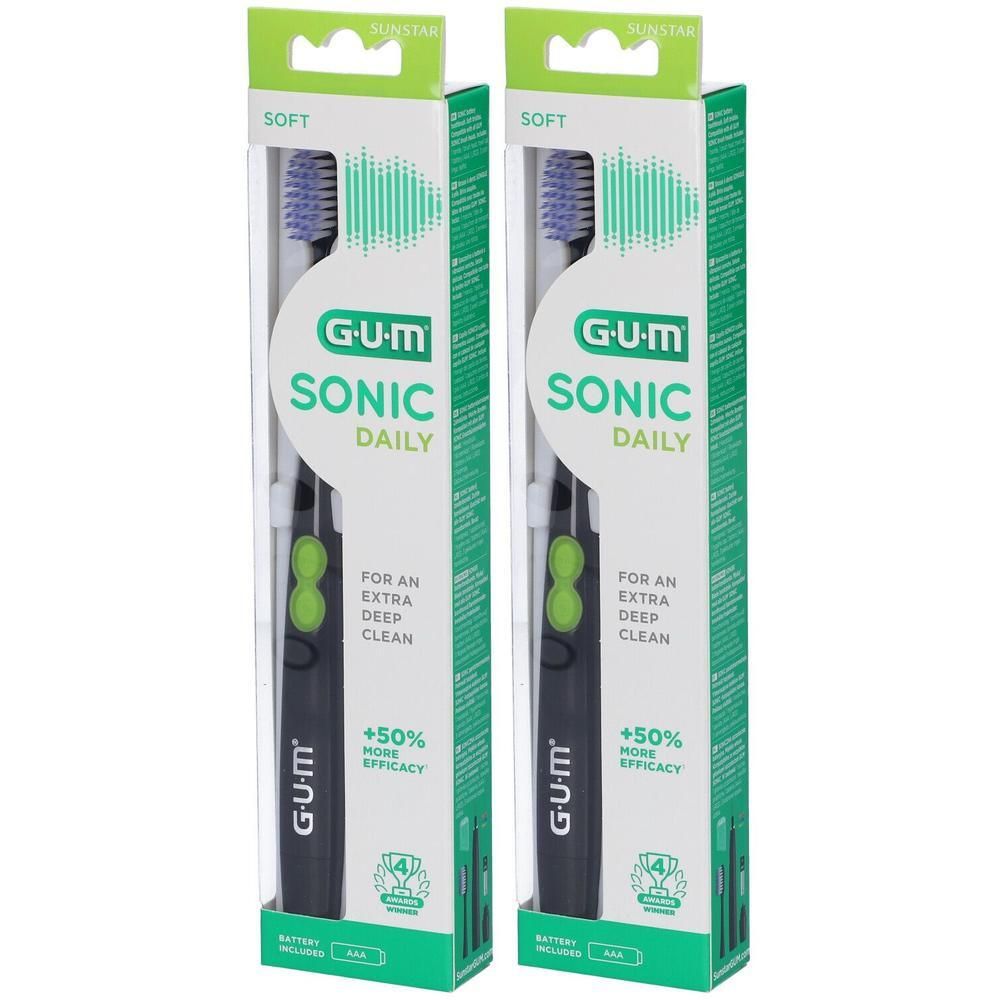 GUM® SONIC DAILY BLACK 4100 Spazzolino elettrico a batteria 2x1 St