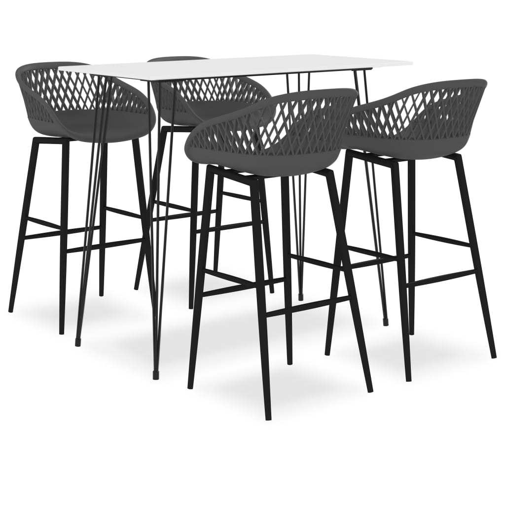 vidaXL 5-tlg. Bar-Set Weiß und Grau Image