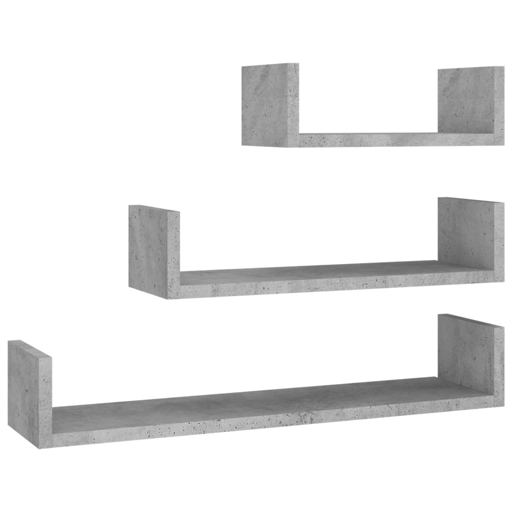 vidaXL Wandregal 3 Stk. Betongrau Holzwerkstoff Image