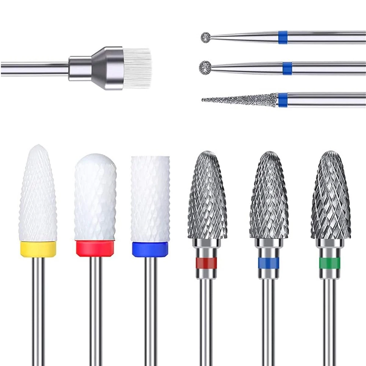 10 Stück Nagelbits für Nagelbohrer, Keramik-Bohrer für Acrylnägel, Nagelhaut-Bohrer für Nägel, Hartmetall-Entferner-Bits 2028 Image