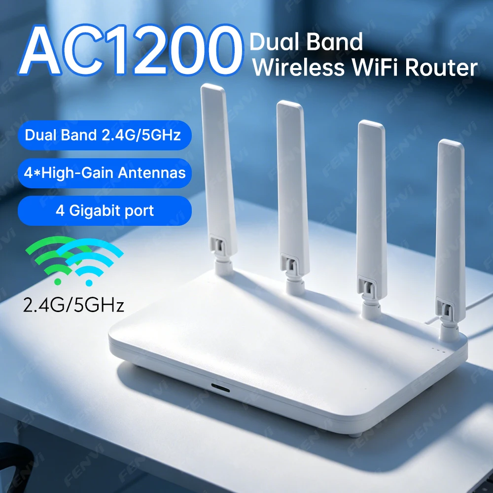 AC1200 WLAN-Router 1200Mbps Kabelloser Verstärker WLAN-Booster Dual-Band 2,4/5GHz WLAN-Repeater 100/1000Mbps WAN-Anschluss Gigabit-Router Image