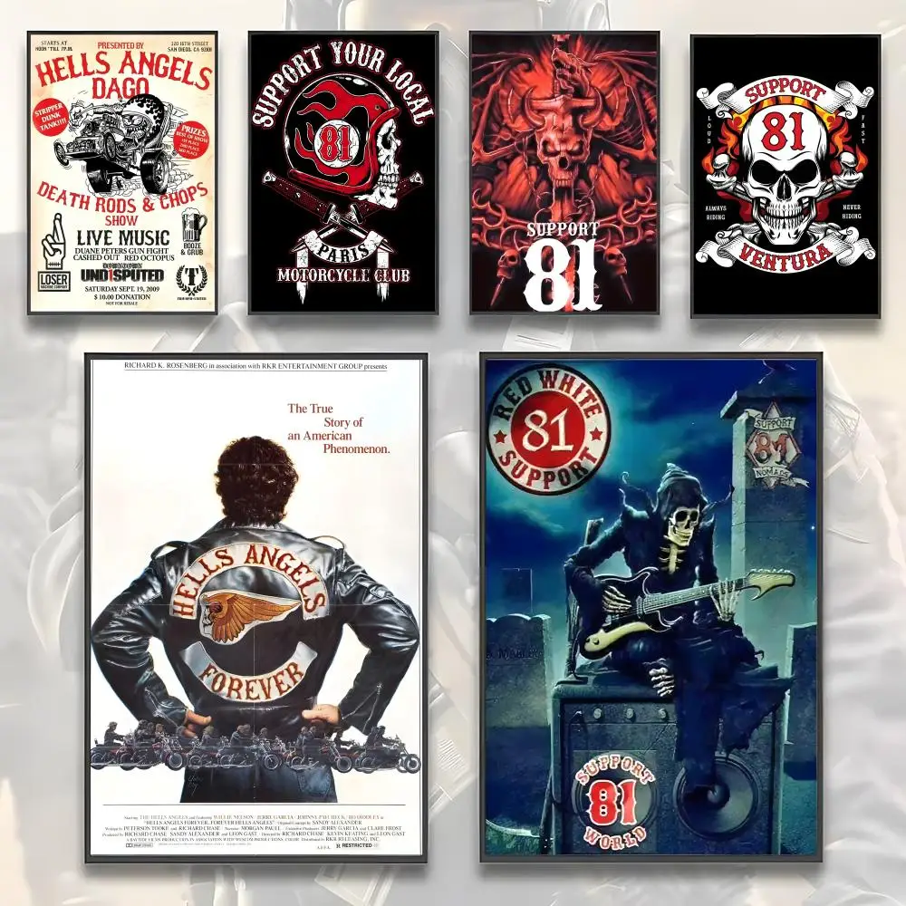 H-Hell Angels Locomotive Party Punk-Kultur-Poster, selbstklebende Wandkunst, Druck, wasserfest, für Zuhause, Wohnzimmer, Schlafzimmer, ästhetische Dekoration Image