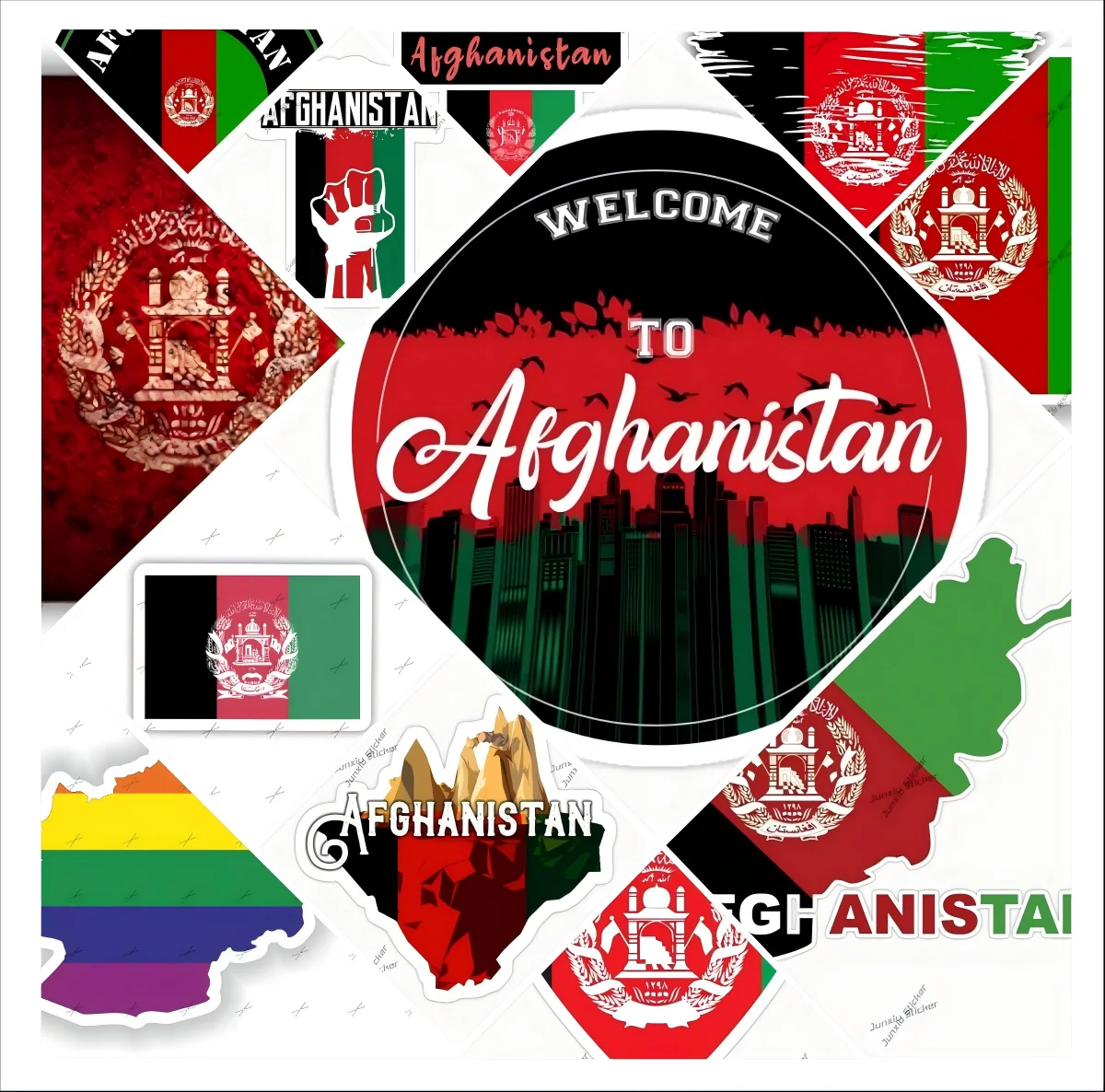 Afghanistan-Emblem-Flagge, runder Aufkleber, Afghanistan, der größte Ort der Welt, Vinyl-Aufkleber, wasserfester Aufkleber für Laptop, Auto, Koffer Image