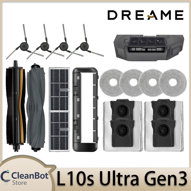Original Dreame L10s Ultra Gen3 Roboterstaubsauger Zubehör Hauptbürste Seitenbürste HEPA-Filter Wischtücher Staubbeutel Ersatzteile Image