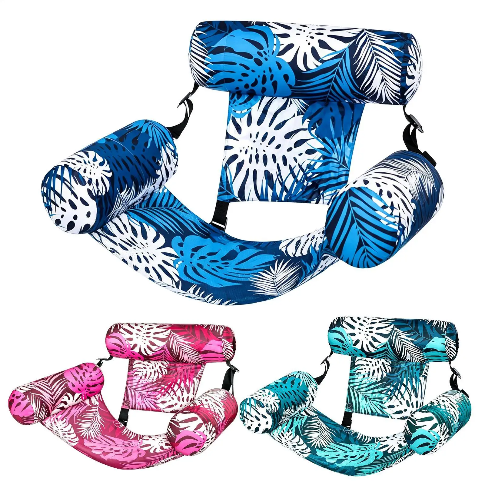 1 Stück Neue aufblasbare Wasserhängematte mit Armlehnen, PVC-Schwimmliege für Erwachsene, Sommer-Print-Pool-Schwimmliege, aufblasbare Liege