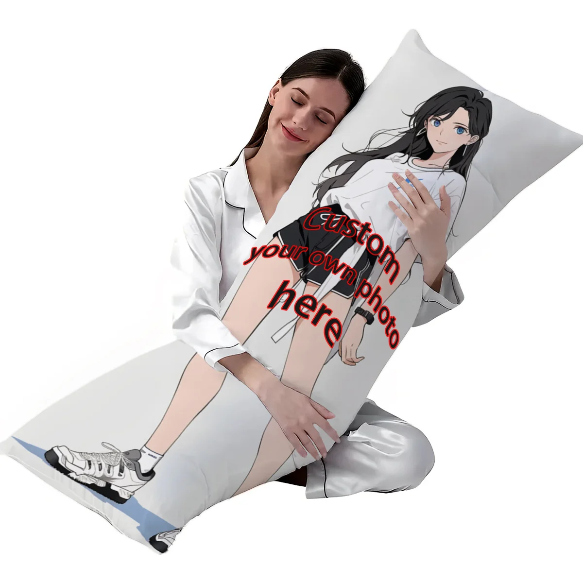 Individuell gestalteter langer Kissenbezug mit personalisiertem Anime-Design, geeignet für Thanksgiving, Weihnachten, Geburtstage und Hochzeiten Image