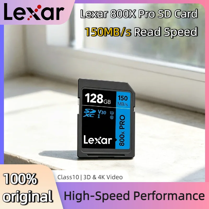 Hochgeschwindigkeits-Lexar 800X Pro SD-Karte 128GB 64GB 32GB 256GB Speicherkarte Klasse 10 3D 4K V30 UHS I 150MB/s für Kamera Pro Image