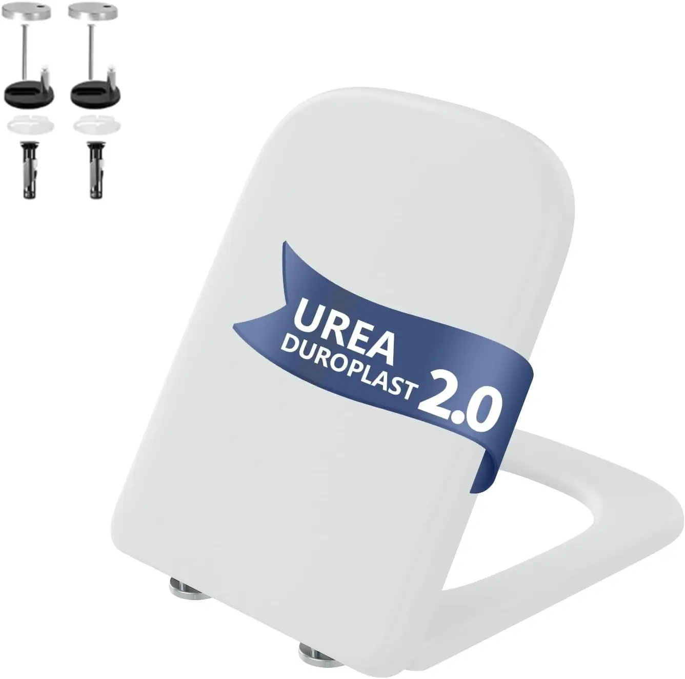 Toilettendeckel mit Absenkautomatik, D-förmiger WC-Sitz, Toilettensitz bis 250 kg, abnehmbar, leise & komfortabel, leicht zu reinigen Image