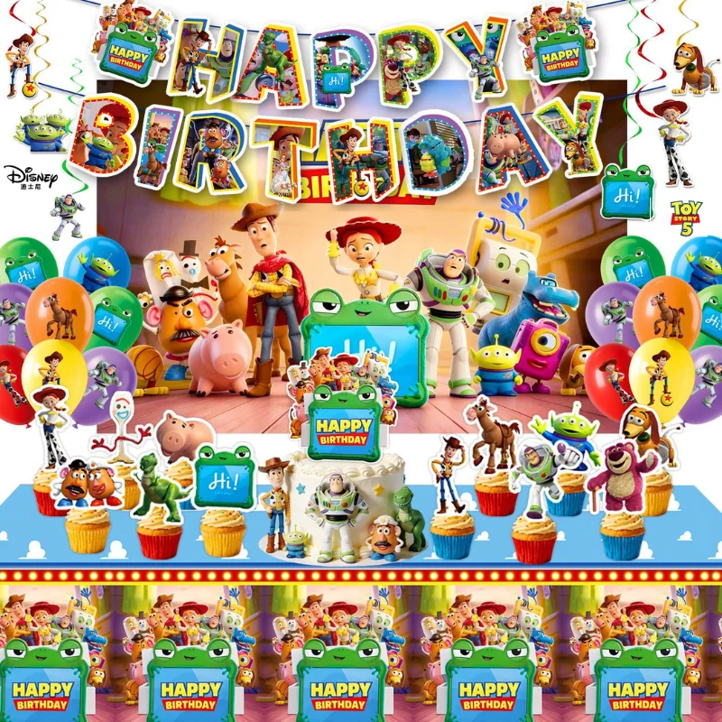 2026 Toy Story 5 Themenparty-Set Geburtstags-DIY-Dekorationsset Banner Luftballons Tortendekoration Deko-Zubehör Geschenke Image