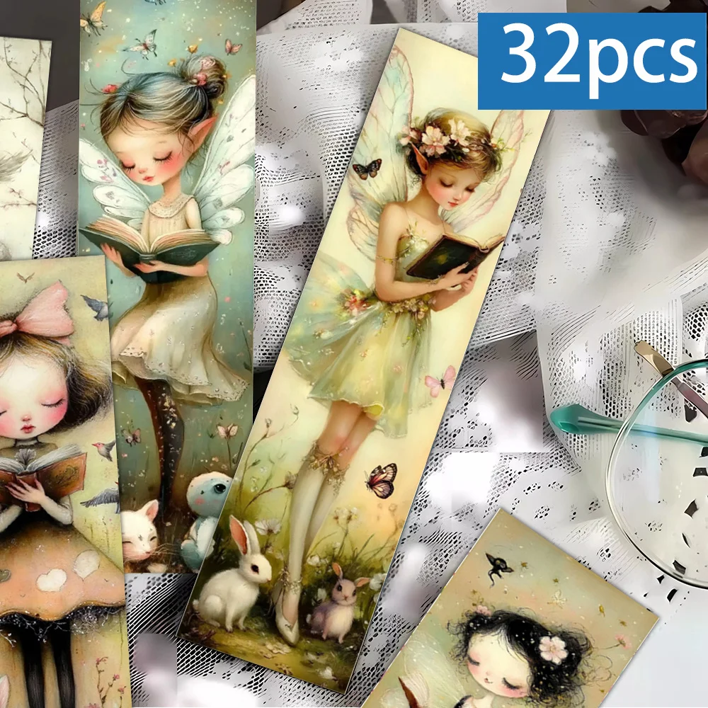 32 Stück, Lesezeichen mit Fantasiewald-Blumenmönchinnen-Motiv, Weihnachten, Lehrergeschenk, Geschenke zum Schulanfang, kreative künstlerische Designs Image
