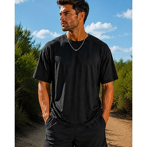 Herren Einfarbig Lauf-T-Shirt Kompressionsshirt Sportshirt Sporttop Sommer Frühling Kurzarm Schnelltrocknend Leicht Feuchtigkeitsableitend Atmungsaktiv Fitnesstraining Laufen Gehen Joggen Fitness Image
