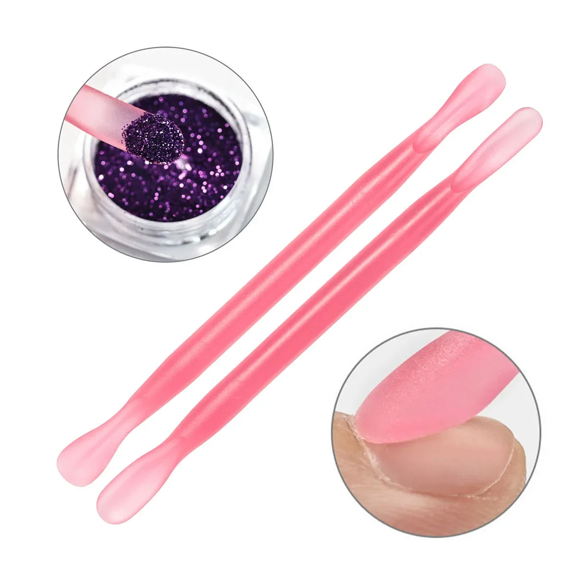 2 stücke doppel endiger wieder verwendbarer Nagel hauts chieber aus Kunststoff für abgestorbene Haut Push-Entferner für Maniküre Nail Art Cleaner Sticks Care Tool Image