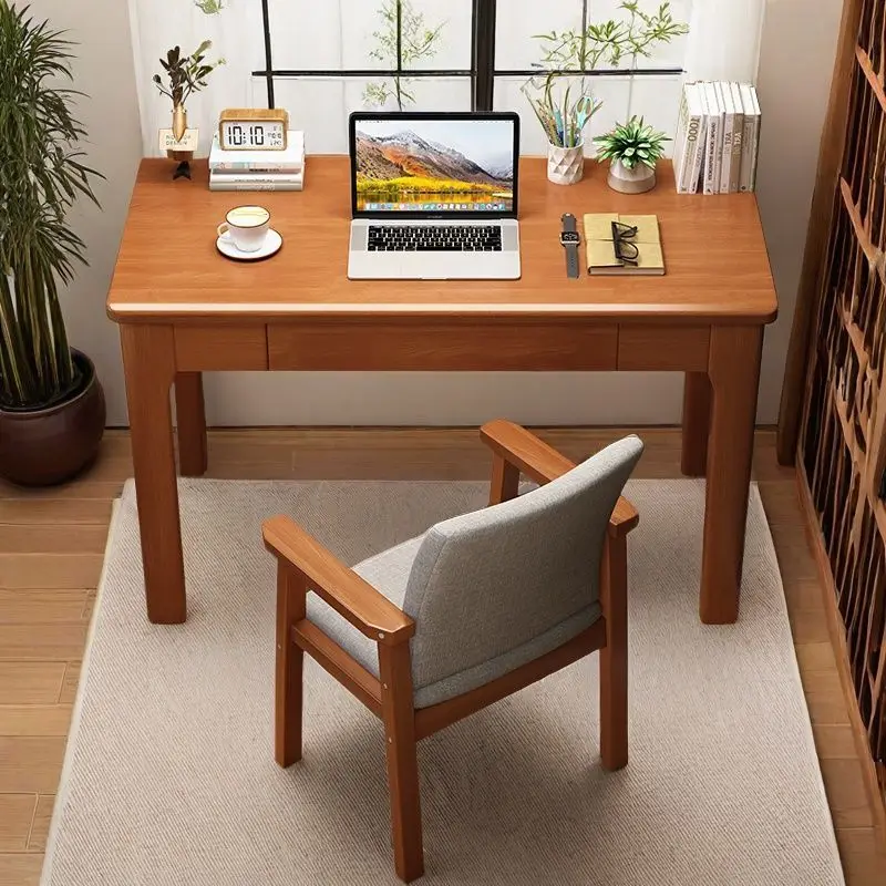 Multifunktionaler Massivholz-Schreibtisch mit Großer Aufbewahrungsschublade, Schreibtisch für Kleine Räume, Moderne Studierzimmer-Möbel für Heimbüro