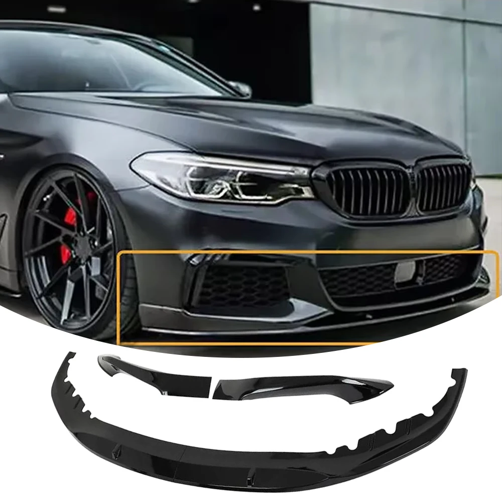 Auto Frontstoßstange Spoilerlippe Unterer Splitter Bodykit für BMW 2017-2020 5er G30 M-Sport 3-teilig Autozubehör Glanzschwarz Image