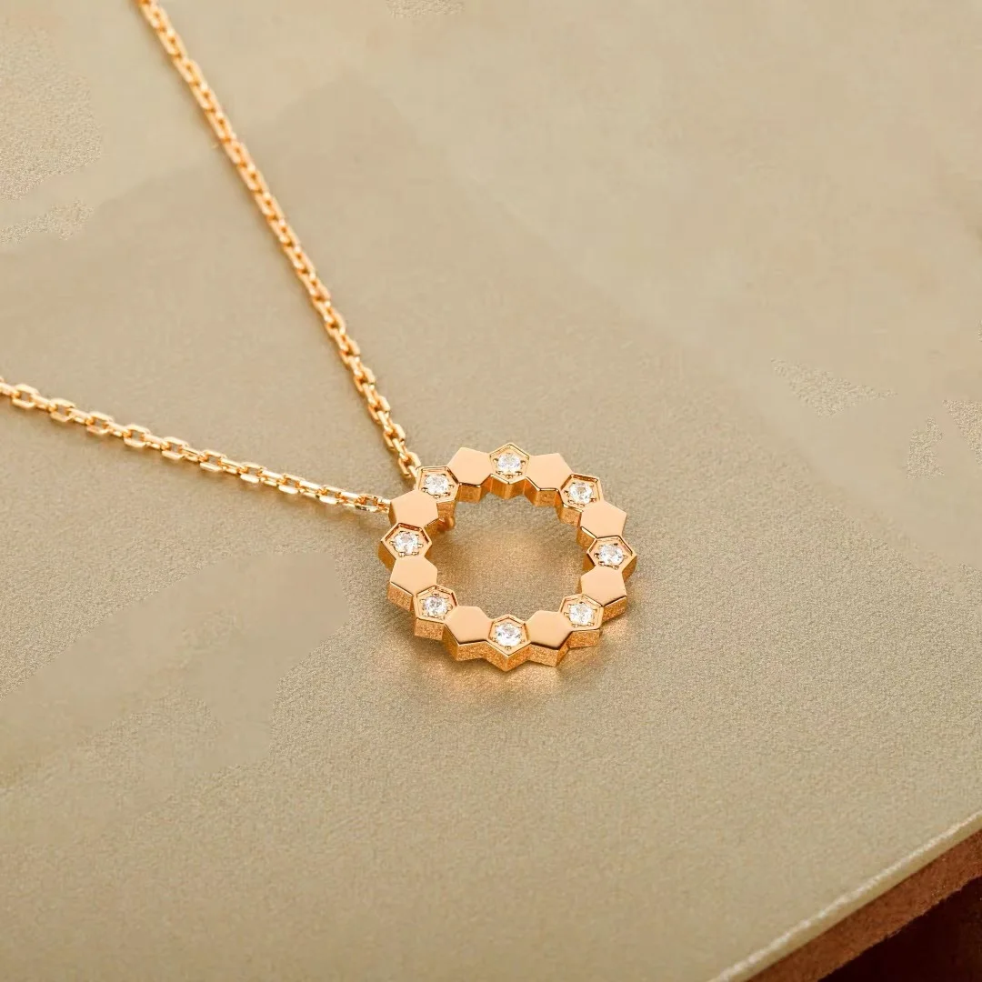 Kleine Halskette mit Waben-Anhänger aus 925er-Sterlingsilber, gepflastert, 5A-Zirkonia-Halsketten für Damen, Party, Luxus-Schmuck Image