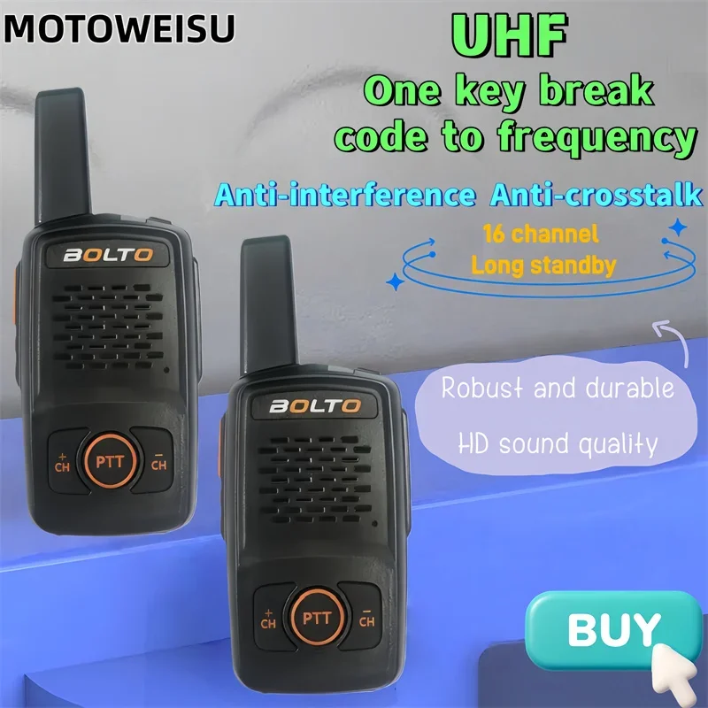 2026 Mini Walkie-Talkie 16 Kanäle UHF 400-470MHz Professionelles Zweiwege-Funkgerät mit Großer Reichweite Wiederaufladbares Tragbares Handfunkgerät Image