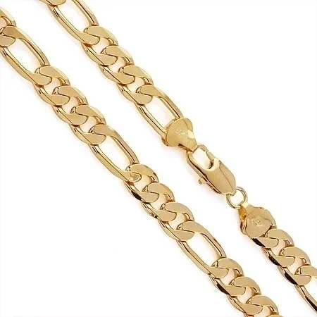 Hochwertige 18K Goldketten, 20 Zoll, klassische 8MM seitliche Halskette für Herren, Modeschmuck, Geschenke, Hochzeitsfeier, verblasst nicht. Image