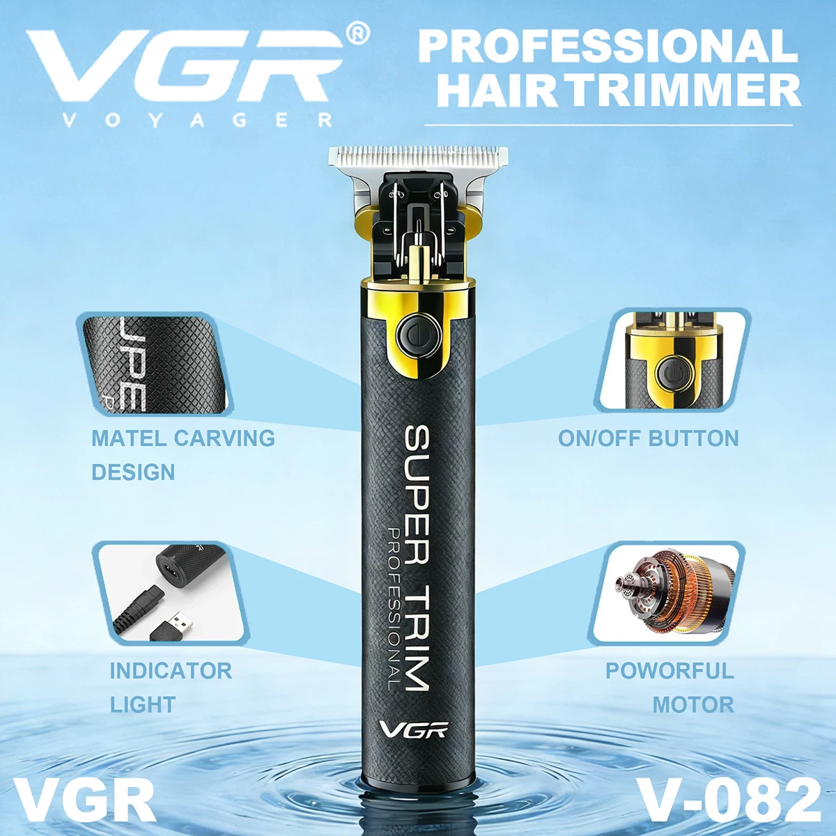 VGR NEW GLOBAL LICENSOROF ARGENTINA NATIONAL TEAM Gesichtsrasierer Professionell Barttrimmer Wiederaufladbar Metallrasierer Mini-Elektro Barttrimmer Tragbar Barttrimmer für Herren V-082 Image
