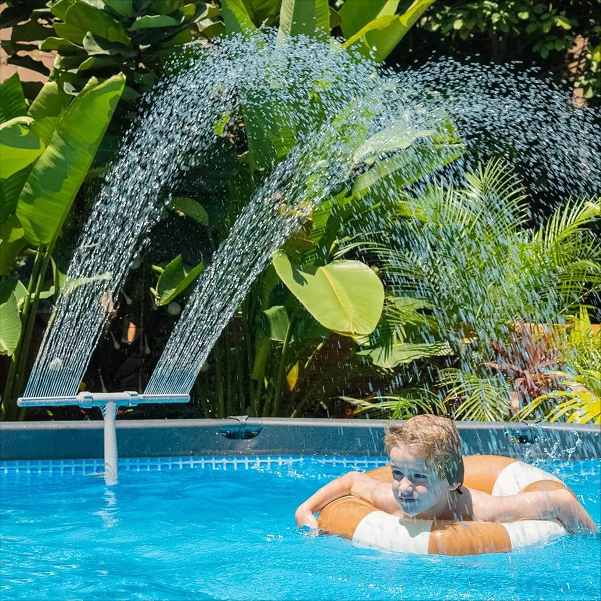 Fontaine de piscine ABZT pour piscines hors sol, cascade double réglable, fontaine d'eau pour piscine et spa, accessoire de piscine
