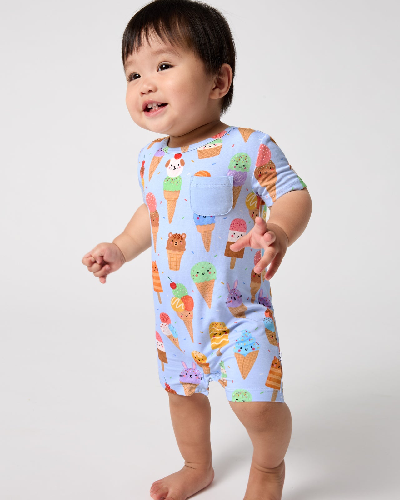 Scoop Squad Pocket Bamboo Baby Romper - Short-Sleeves & Shorts - 12-18 months