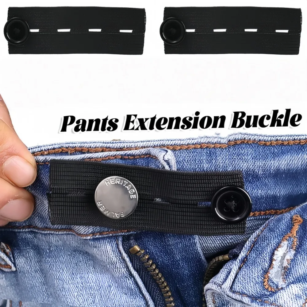 5 Stück Hosenverlängerungsgürtel, Unisex, Polyesterfaser, Taillenband, enge Hosen, Jeans, Röcke, Mutterschaftsknopf, elastische Knopfverlängerungen Image
