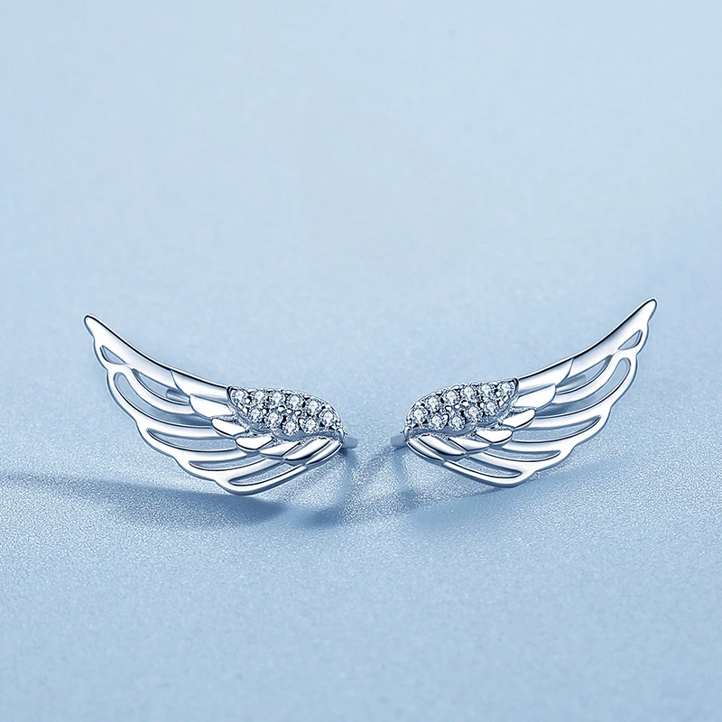 Yiluocd Zirkonia cz Engels flügel Ohrring Kletterer Haken Ohrringe für Frauen Mädchen heißen Verkauf Kristalle süßen Schmuck Image