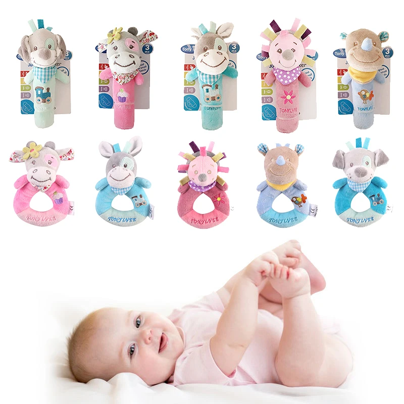 Neue Baby Tier Hand Glocke Rassel Weiche Rassel Spielzeug Neugeborenen Pädagogisches Rassel Handys Baby Spielzeug Nette Plüsch Bebe Spielzeug 0-12 monate
