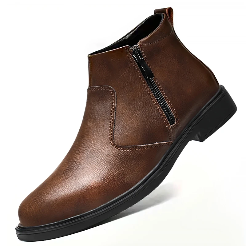 Herbst- und Winter-Neuheiten: Hochwertige Lederschuhe für Herren, Lederstiefel mit Reißverschluss, Modische Vielseitige Business-Casual-Schuhe, Formelle Herrenschuhe, Chelsea Boots
