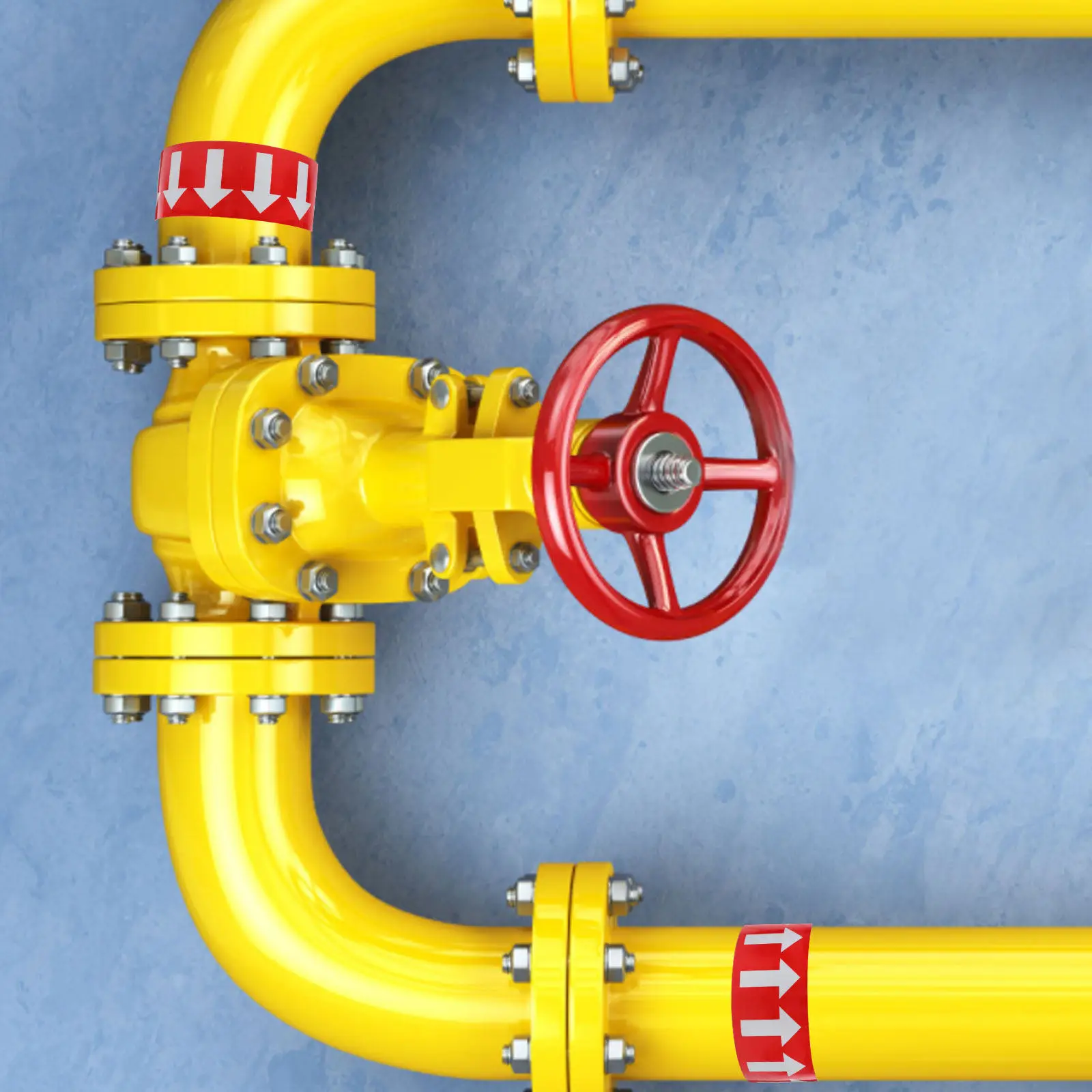 Industrieller Rohr-Pfeilaufkleber 1 Rolle Indikator Rot Weiß Polystyrol Wasserdicht Selbstklebend für Öl Gas Wasser Image