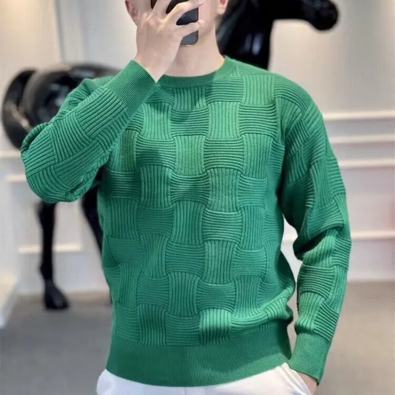 Herren Slim Pullover Rundhals Herbst Winter Casual Vielseitiger Pullover Langarm Gestricktes Base Top Image