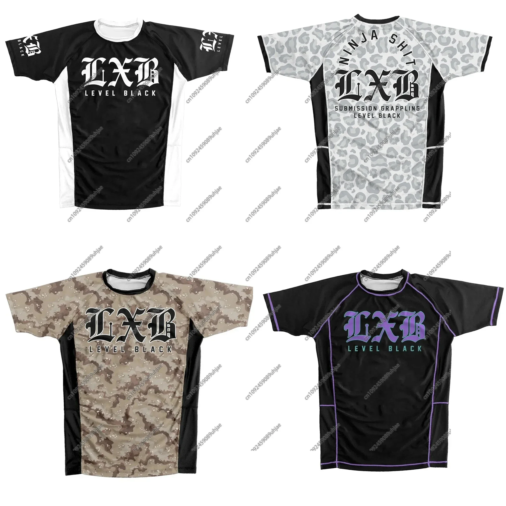 LXB AJJ Mode-T-Shirt LEVEL BLACK Casual Gym Kurzarm Übergroßes ADCC RASH GUARD Jersey-T-Shirt Schnell trocknende Top-T-Shirts