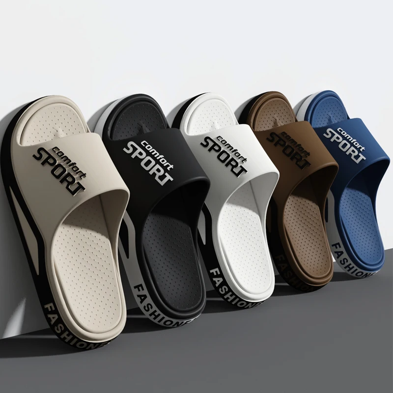 Neue Modische männer Sandalen Sommer Indoor Hause Nicht-rutsch Bequem Dusche Hausschuhe Freizeit Wandern Meer Strand Flachen Boden Image