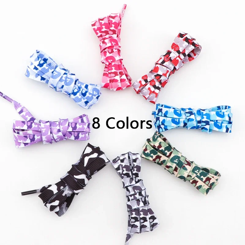 1 Paar flache Schnürsenkel für Turnschuhe, bunte Schnürsenkel mit Tarnmuster, für Herren und Damen, Freizeit-Schnürsenkel-Zubehör Image