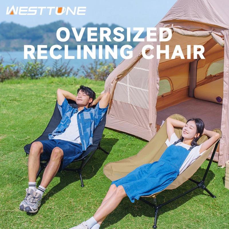 WESTTUNE Klappbarer Liegestuhl, übergroßer Camping-Liegestuhl, Aluminiumlegierung, Outdoor-Freizeit, fauler Stuhl für Campingreisen Image