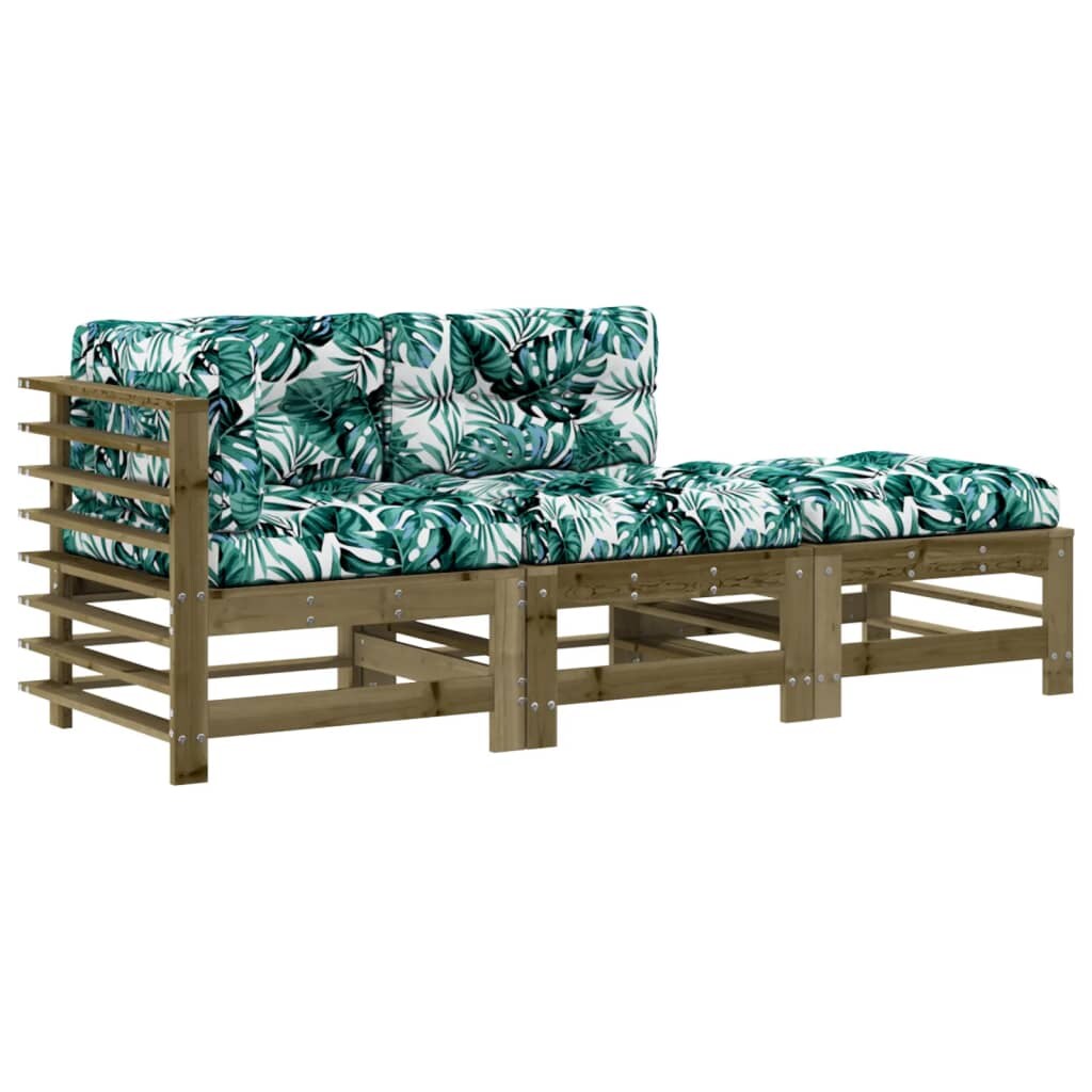 vidaXL 3-tlg. Garten-Lounge-Set mit Kissen Kiefernholz Imprägniert Image