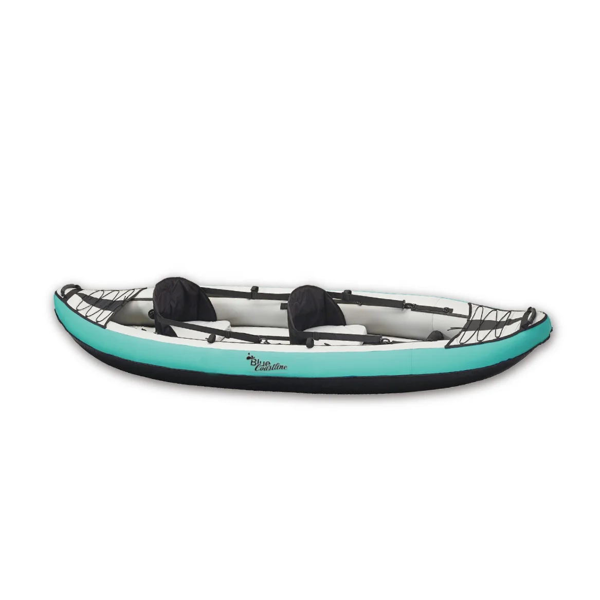 Kayak gonflable portable bleu pour 2 personnes en PVC avec assurance qualité, kayak de mer durable personnalisé, pagaies de pêche, sports lacustres et fluviaux