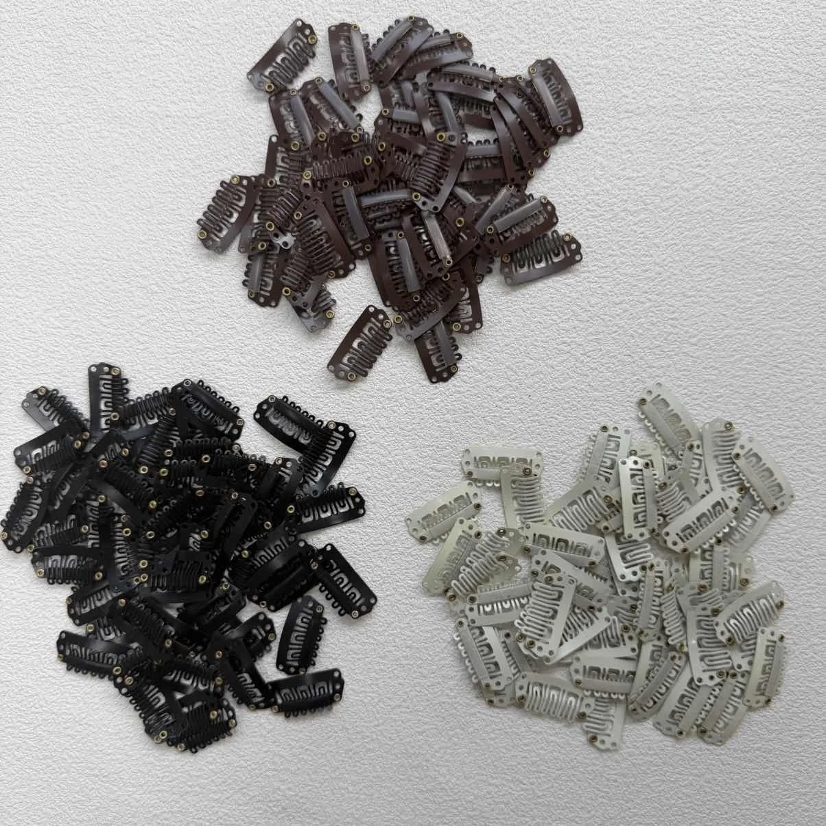 Haarverlängerungs-DIY-Set mit 50 Stück Edelstahl-Mini-Schnappclips pro Beutel, inklusive Haarkamm für Perückenherstellung Image