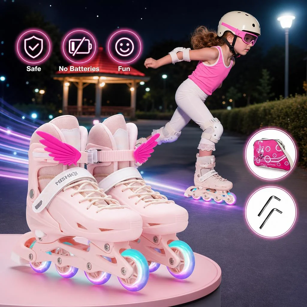 Inline-Skates für Kinder, Mädchen und Jungen, verstellbare Größe, blinkende 4-Rad-Rollschuhe für Damen, Herren, Erwachsene, Outdoor-Skateschuhe, Geschenk für Kinder