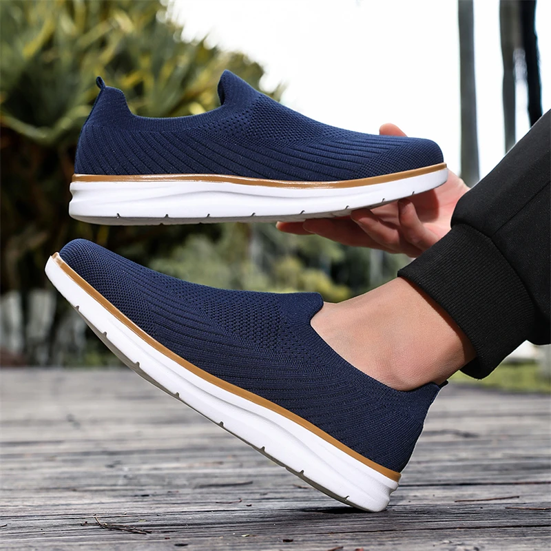 Große Größe 47 Herren-Loafer, Sommer-Strick-Atmungsaktive Freizeitschuhe für Herren, Slip-on-Schuhe, bequeme, leichte, flache Schuhe, Lazy-Schuhe für Herren