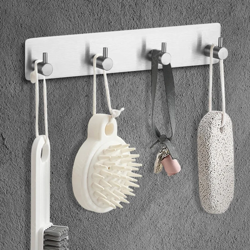 Edelstahl-Kleiderhaken mit Mehrfachhaken und Hoher Tragfähigkeit, Ohne Bohren oder Nageln