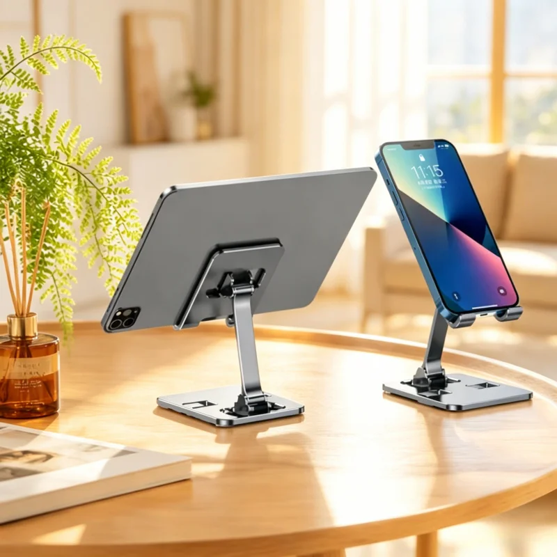 Kompakter Leichter Aluminiumlegierungs-Geräteständer, Mehrfach Winkelverstellbarer Desktop-Halter Universell für iPad Air Pro Mini Ce Image