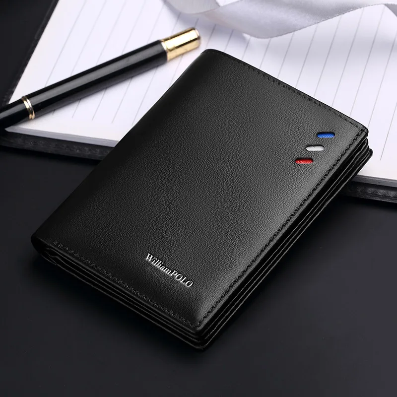 Herren brieftasche aus echtem Leder, modischer Karten halter im kurzen Stil, multifunktion ale Geldbörse Image