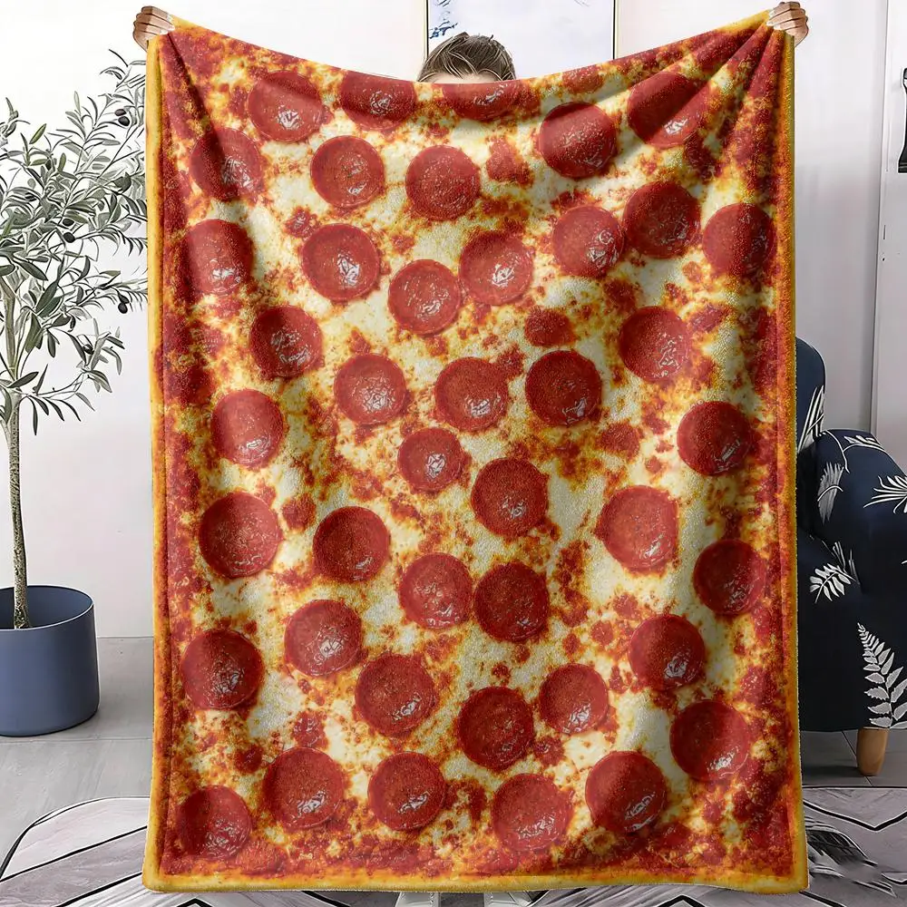 Pepperoni Pizza Weiche Flanell-Decke Sommer-Klimaanlagen-Decke Leichte Kühle Nickerchen-Decke für Sofa Bett Couch Reise Image